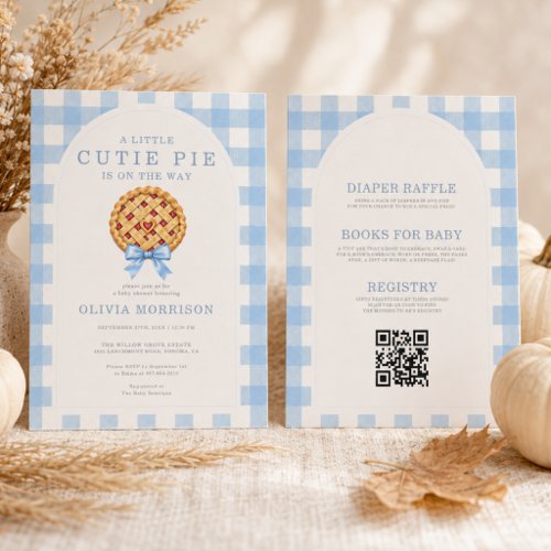 Fall Cutie Pie Blue baby shower invitation