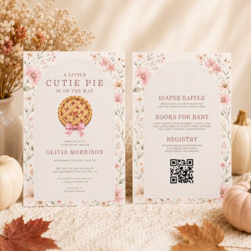 Fall Cutie Pie Pink baby shower invitation
