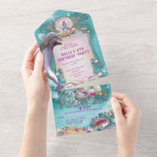 ALL IN ONE Dolphin Under the Sea Invitation