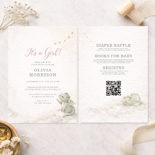 All in One Dragon It's a Girl Baby Shower Invitation