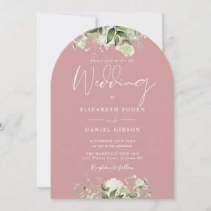All In One Dusty Rose Greenery Floral Arch Wedding Invitation