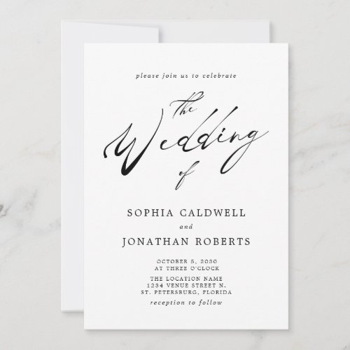 All in One Elegant Black Calligraphy Wedding Invit Invitation