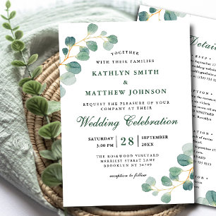 All In One Elegant Eucalyptus Greenery Wedding Invitation
