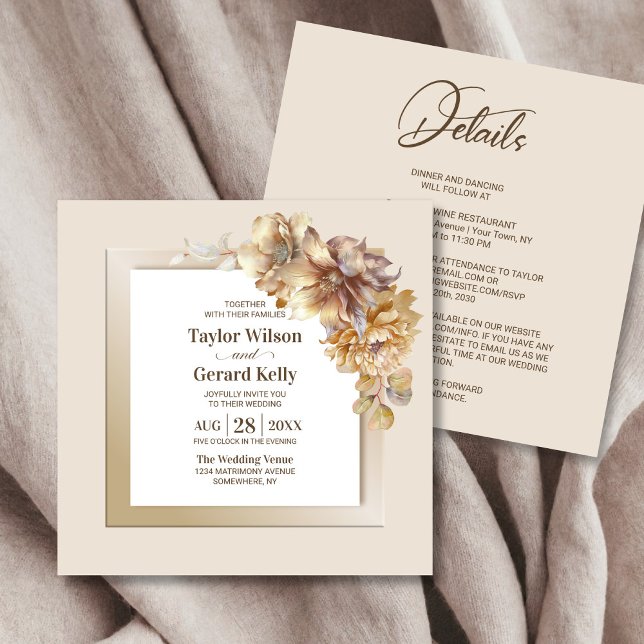 All In One Elegant Fall Floral Wedding Invitation (Creator Uploaded)