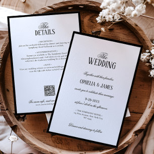 All-In-One Elegant Modern Black & White Wedding Invitation