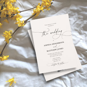 All In One Elegant Script Classic Wedding Ivory Invitation