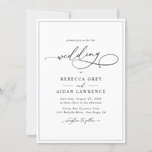 All In One Elegant Script Sage Green Wedding Invitation