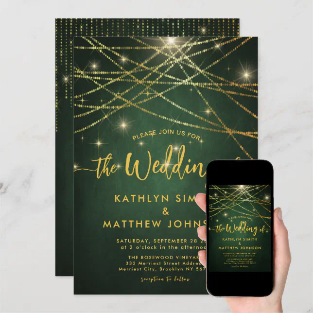 All In One Elegant Sparkling Gold String Lights Invitation Zazzle