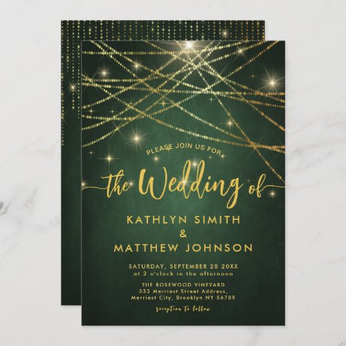 All In One Elegant Sparkling Gold String Lights Invitation