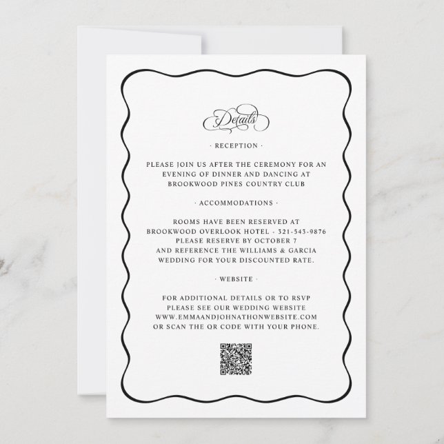 All In One Elegant Wedding QR Black Calligraphy Invitation (Back)