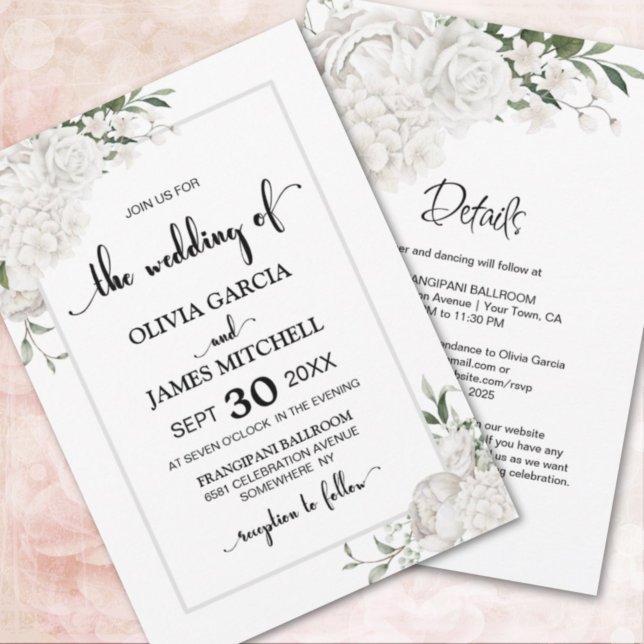 All In One Elegant White Floral Wedding Invitation (Creator Uploaded)