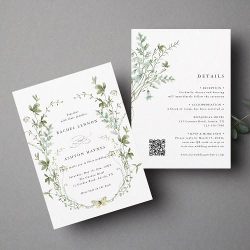All In One Elegant Wildflower Wedding Invitation