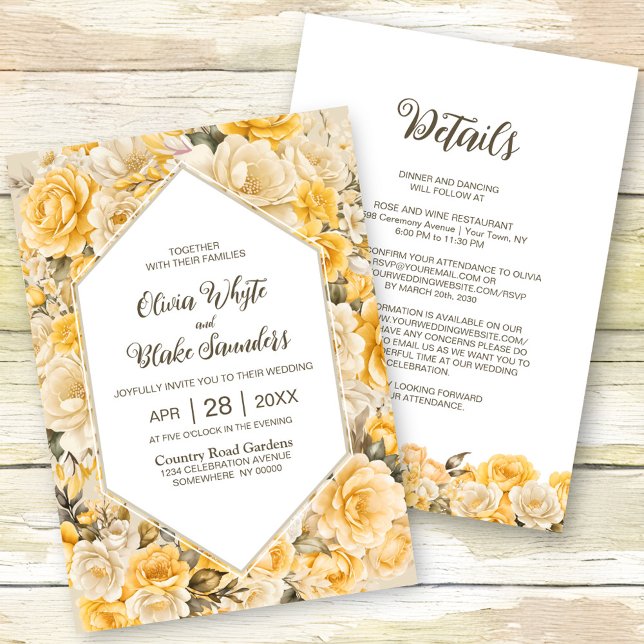 All In One Elegant Yellow Floral Wedding Invitation (Creator Uploaded)