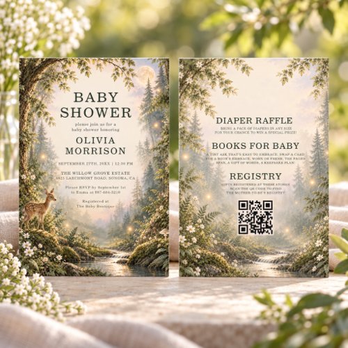 Enchanted Forest Neutral Rustic baby shower invitation