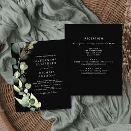 All in One Eucalyptus Black Wedding Invitation Flyer
