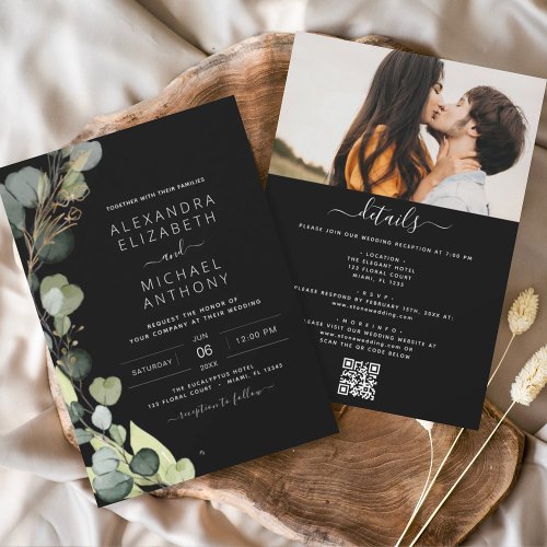 All in One Eucalyptus Greenery QR Code Wedding Invitation