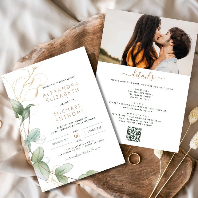 All in One Eucalyptus Greenery QR Code Wedding Invitation (Creator Uploaded)