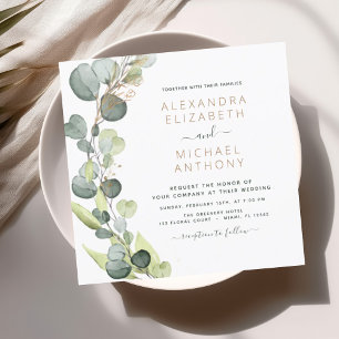 All in One Eucalyptus Greenery Rustic Wedding Invitation