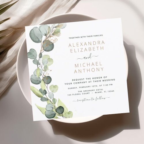 All in One Eucalyptus Greenery Rustic Wedding  Invitation