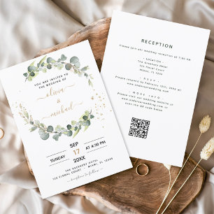 All in One Eucalyptus QR Code Greenery Wedding Invitation