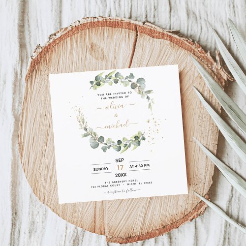 All in One Eucalyptus QR Code Greenery Wedding Invitation
