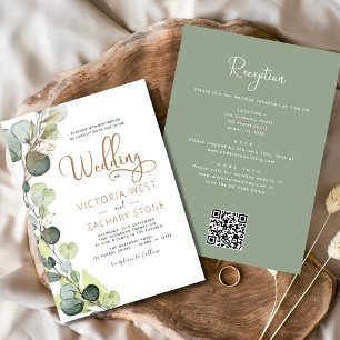All in One Eucalyptus QR Code Wedding Greenery Invitation