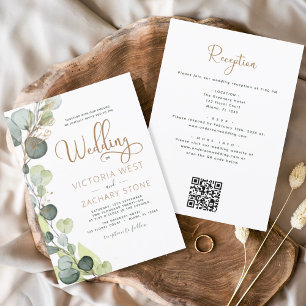 All in One Eucalyptus QR Code Wedding Greenery Invitation