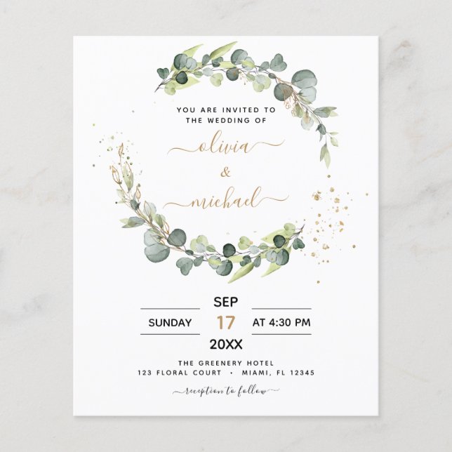 All in One Eucalyptus QR Code Wedding Invitation (Front)