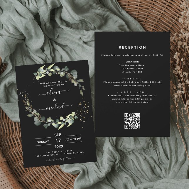 All in One Eucalyptus QR Code Wedding Invitation (Creator Uploaded)