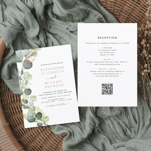 All in One Eucalyptus QR Code Wedding Invitation
