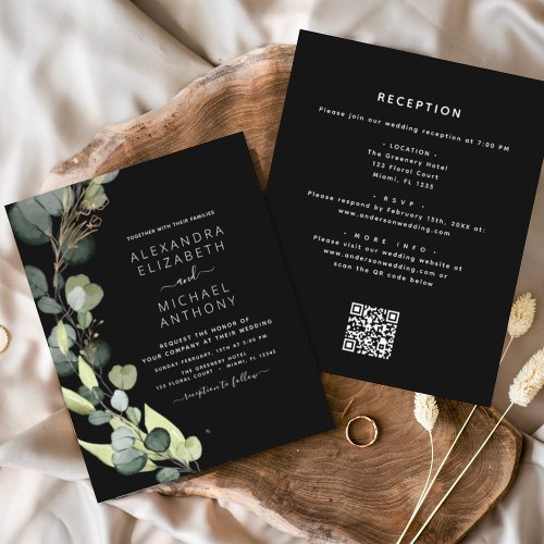 All in One Eucalyptus QR Code Wedding Invitation Flyer