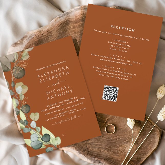 All in One Eucalyptus QR Code Wedding Invitation Flyer (Creator Uploaded)
