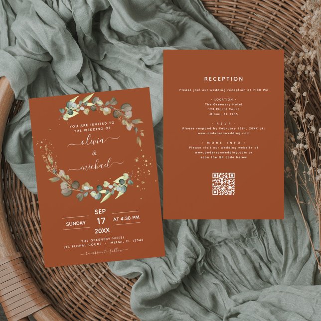 All in One Eucalyptus QR Code Wedding Invitation Flyer (Creator Uploaded)
