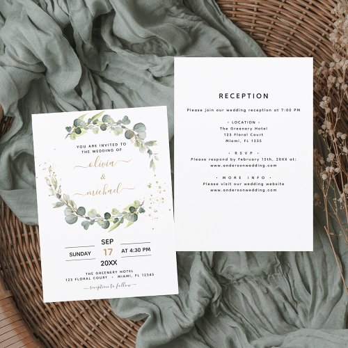 All in One Eucalyptus Rustic Botanical Wedding Invitation