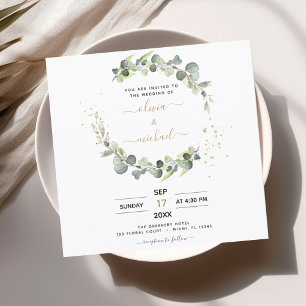 All in One Eucalyptus Rustic Botanical Wedding Invitation
