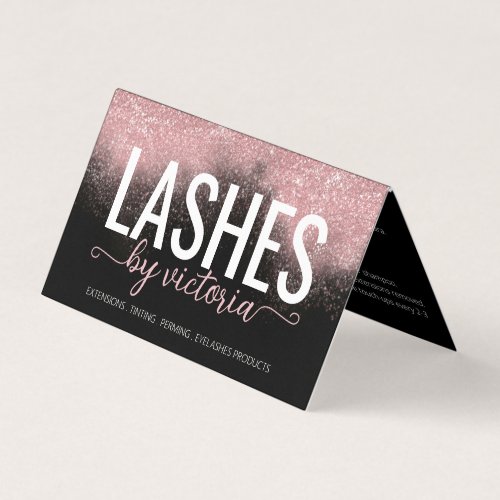 All In One Eyelash Aftercare Loyalty Pink Glitter Business Card