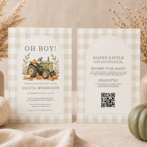 Fall Fall Tractor Terracotta baby shower invitation