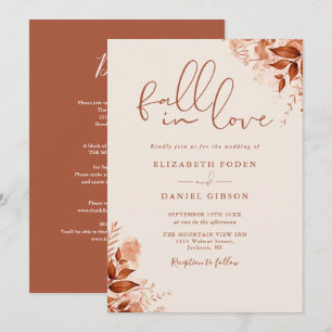 All In One Fall In Love Floral Wedding Invitation