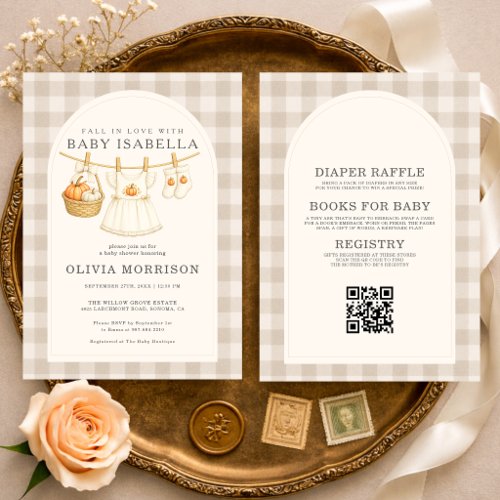 Fall Fall in Love Terracotta baby shower invitation