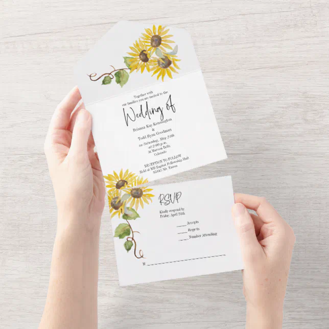 All in One Fall Sunflower Wedding Invitation Zazzle