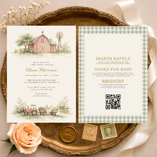 All in One Farm Animal Barnyard Baby Shower Invitation