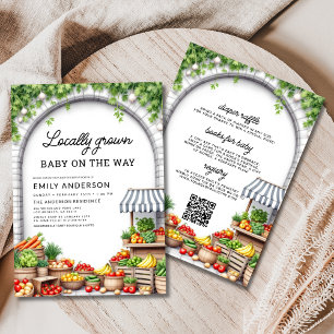 All in One Farmers Market Local Grown Baby Shower Invitation