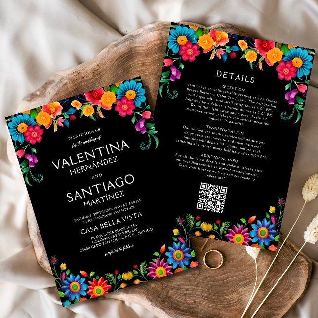 All in One Floral Mexican Colorful Fiesta Wedding Invitation (Creator Uploaded)