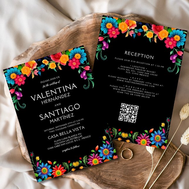 All in One Floral Mexican Colorful Fiesta Wedding Invitation (Creator Uploaded)