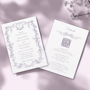 All in One French Victorian Lavender Wedding  Invitation