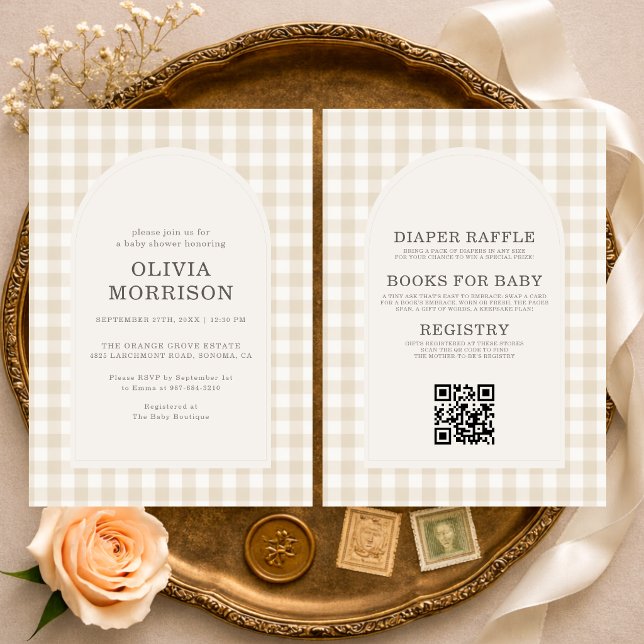 All in One Gingham Gender Neutral Baby Shower Invitation (Creator Uploaded)