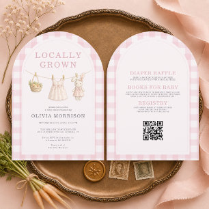 All in One Girl Locally Grown Pink Baby Shower Invitation