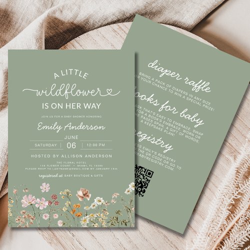 Wildflower Floral or wildflower baby shower invitation