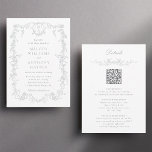 All in One Gray French Floral Wedding  Invitation<br><div class="desc">Elegant gray victorian floral wedding invitation with details on the back.
For more advanced customization of this design,  please click the DESIGN TOOL BUTTON above!</div>