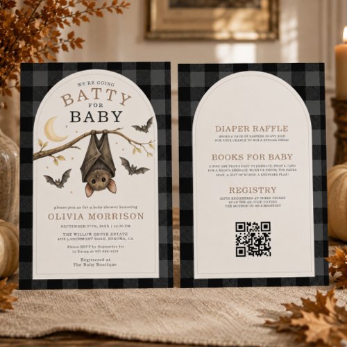 Fall Little Boo Gingham or plaid baby shower invitation